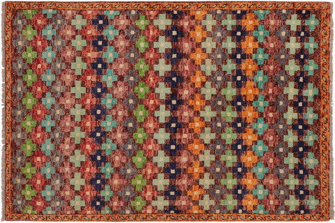 handmade Modern Balouchi Maroon Orange Hand Knotted RECTANGLE 100% WOOL area rug 3x5