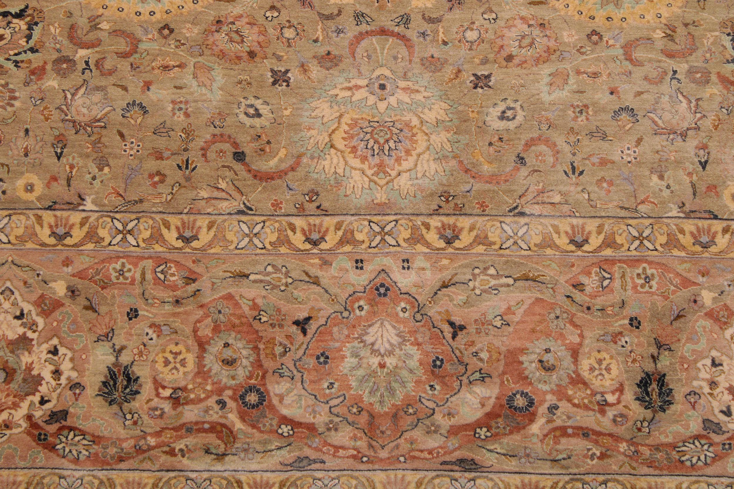 handmade Transitional Anmol Agra Taupe Beige Hand Knotted RECTANGLE 100% WOOL area rug 9 x 13