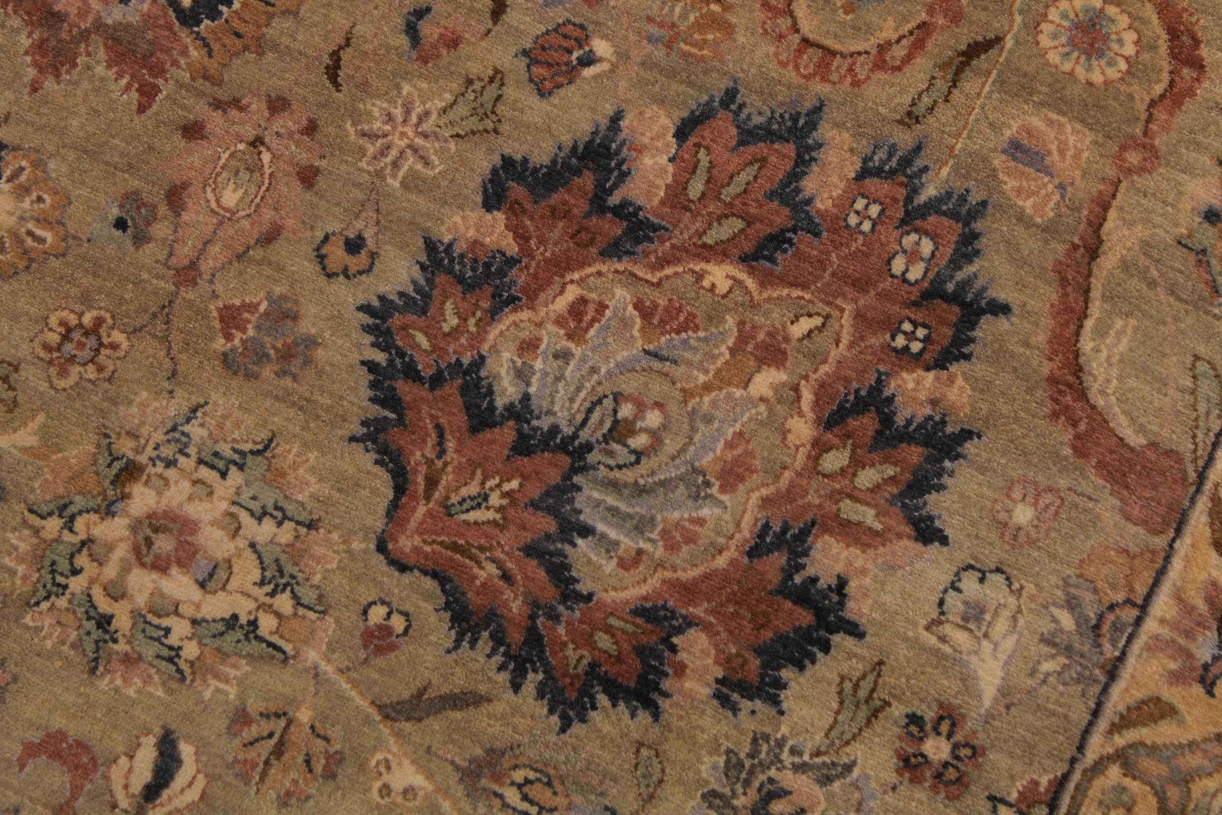 handmade Transitional Anmol Agra Taupe Beige Hand Knotted RECTANGLE 100% WOOL area rug 9x13