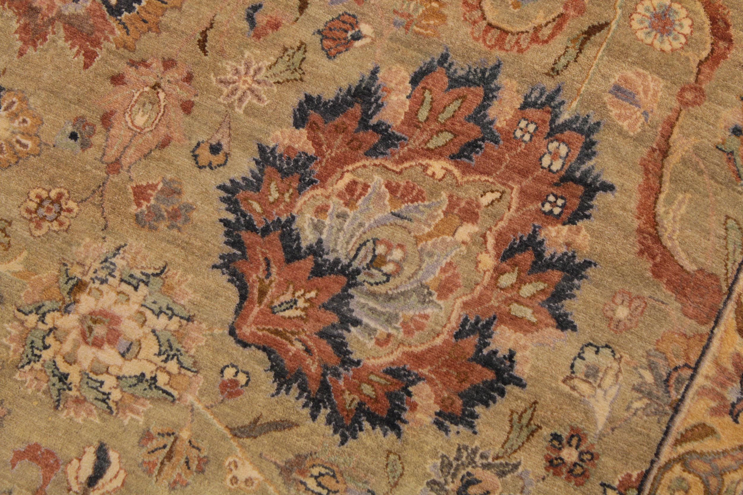handmade Transitional Anmol Agra Taupe Beige Hand Knotted RECTANGLE 100% WOOL area rug 9 x 13