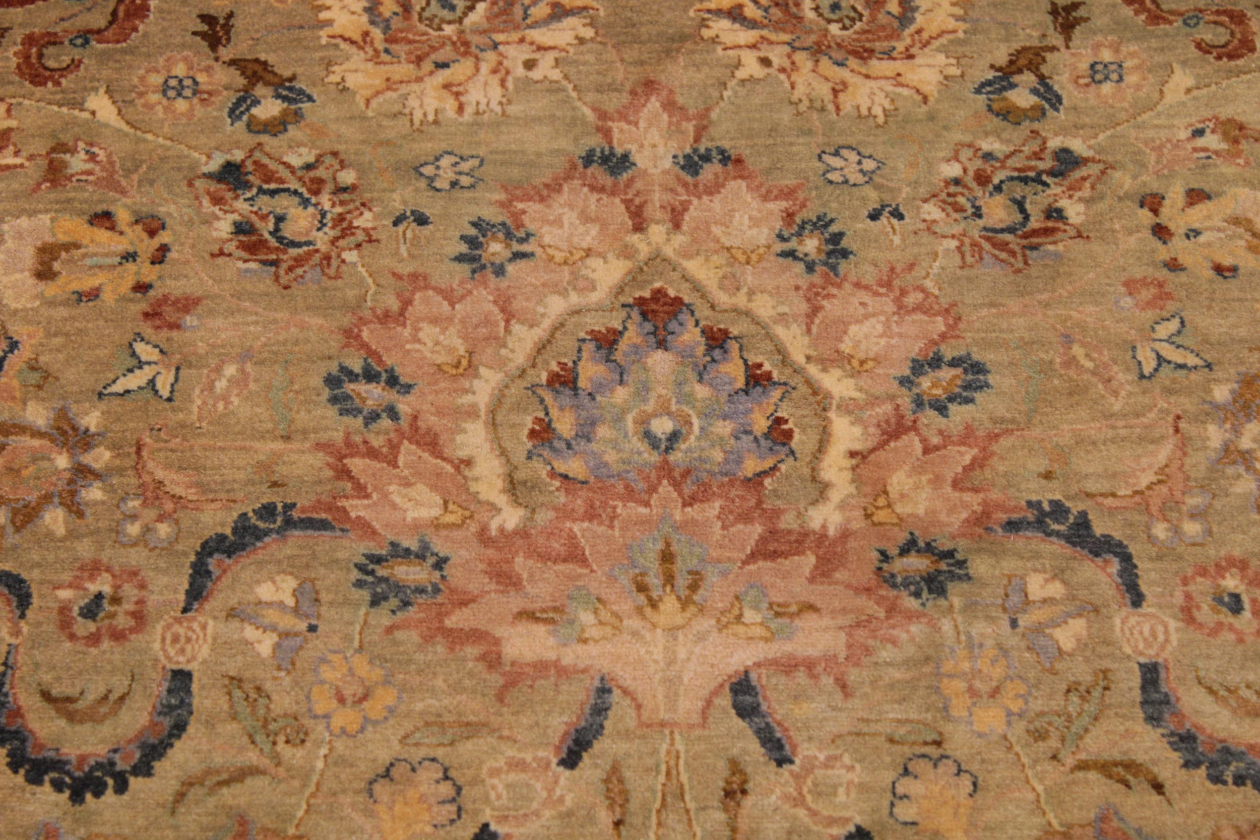 handmade Transitional Anmol Agra Taupe Beige Hand Knotted RECTANGLE 100% WOOL area rug 9 x 13