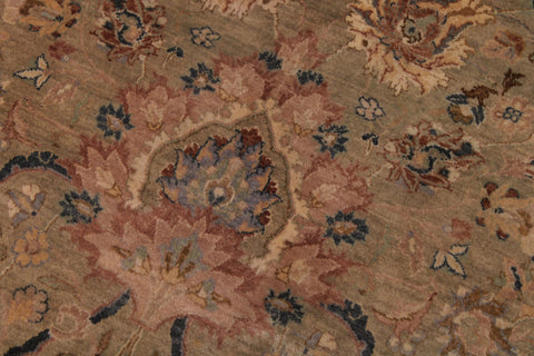 handmade Transitional Anmol Agra Taupe Beige Hand Knotted RECTANGLE 100% WOOL area rug 9x13