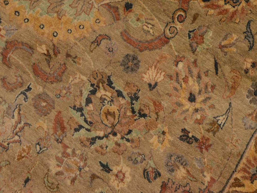 handmade Traditional Anmol Agra Taupe Beige Hand Knotted RECTANGLE 100% WOOL area rug 9x13