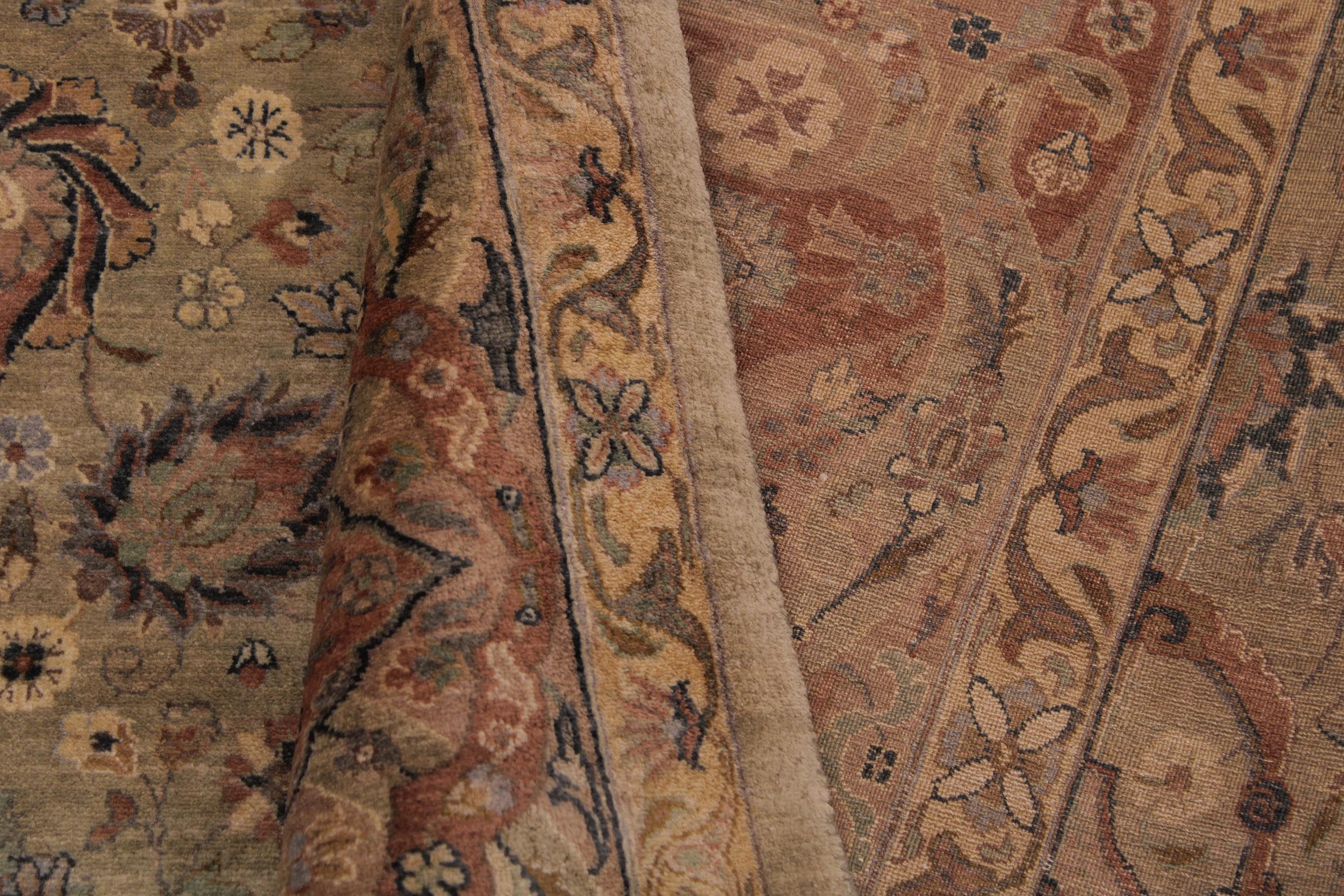 handmade Transitional Anmol Agra Taupe Beige Hand Knotted RECTANGLE 100% WOOL area rug 9x13