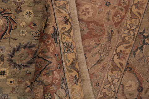 handmade Transitional Anmol Agra Taupe Beige Hand Knotted RECTANGLE 100% WOOL area rug 9x13