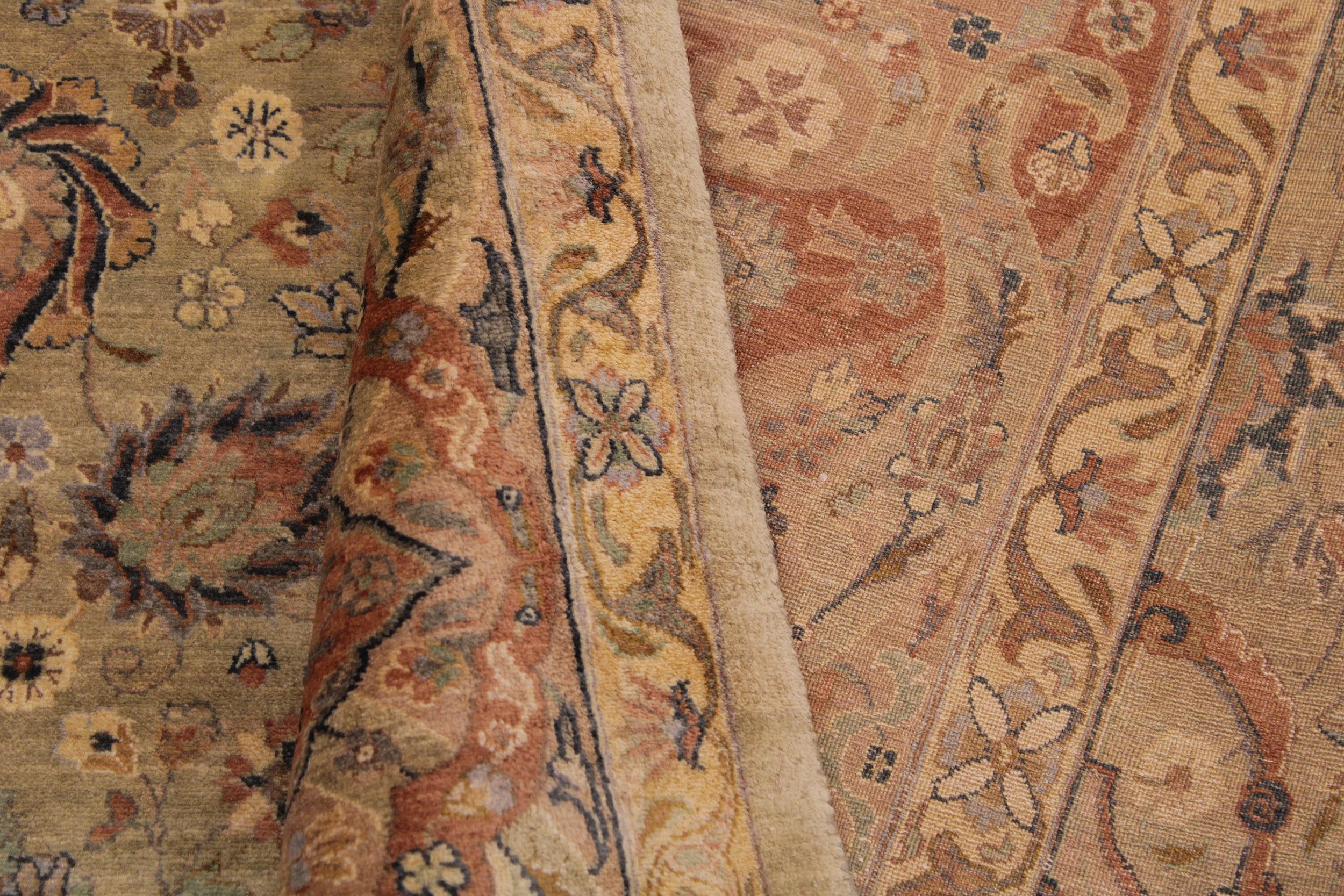 handmade Transitional Anmol Agra Taupe Beige Hand Knotted RECTANGLE 100% WOOL area rug 9 x 13