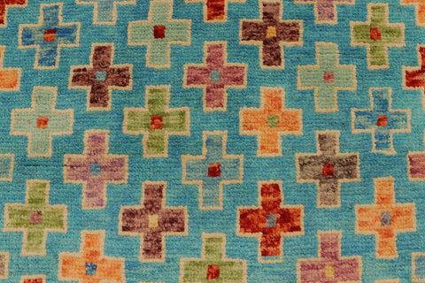 handmade Modern Balouchi Blue Rust Hand Knotted RECTANGLE 100% WOOL area rug 3x5