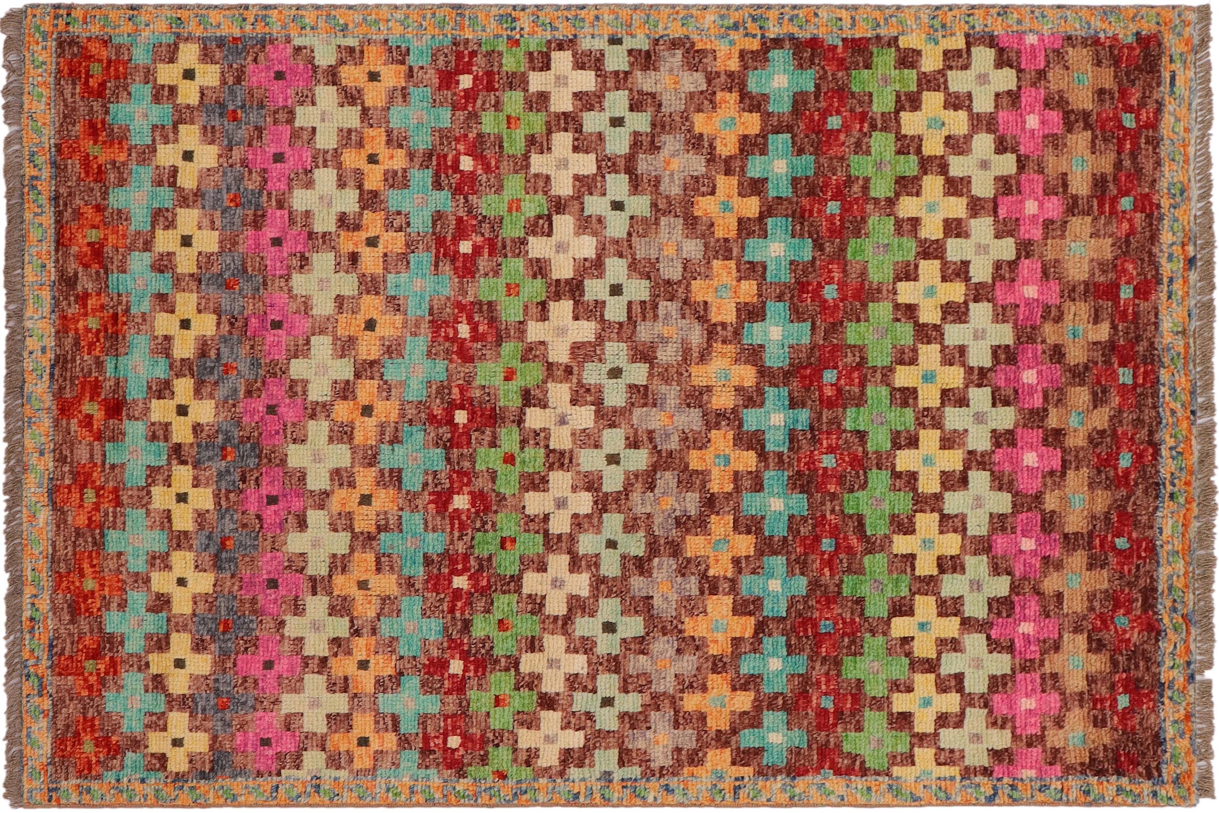 handmade Modern Balouchi Maroon Blue Hand Knotted RECTANGLE 100% WOOL area rug 3x5