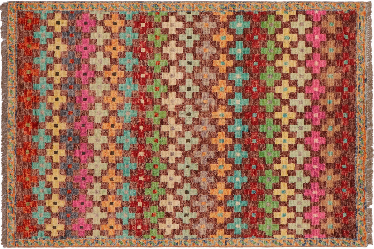 handmade Modern Balouchi Maroon Blue Hand Knotted RECTANGLE 100% WOOL area rug 3x5