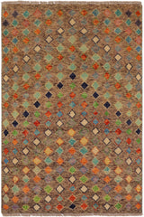 Contemporary Balochi Roy Brown/Rust Wool Rug - 3'3''X4'11''