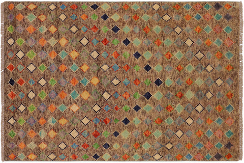 handmade Modern Balouchi Brown Rust Hand Knotted RECTANGLE 100% WOOL area rug 3x5