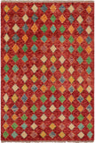 Eclectic Balochi Joyce Red/Blue Wool Rug - 3'3'' x 5'0''