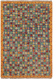 Modern Balochi Rosa Blue/Gold Wool Rug - 3'6'' x 4'10''