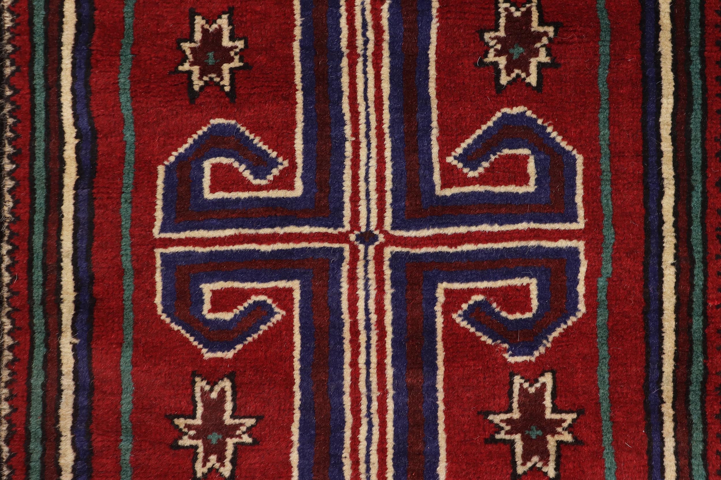 handmade Geometric Balouchi Red Beige Hand Knotted RECTANGLE 100% WOOL area rug 3x5