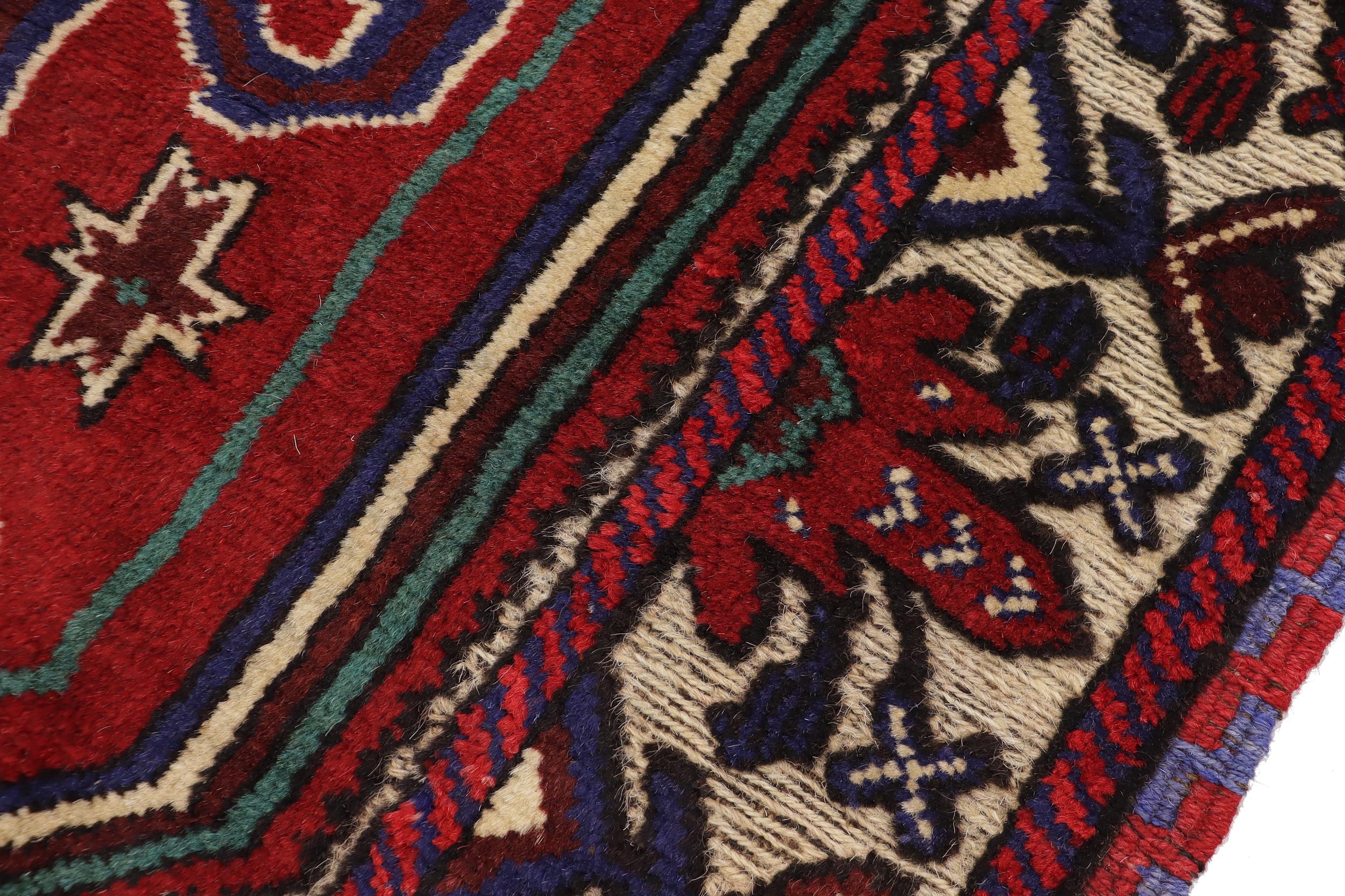handmade Geometric Balouchi Red Beige Hand Knotted RECTANGLE 100% WOOL area rug 3x5