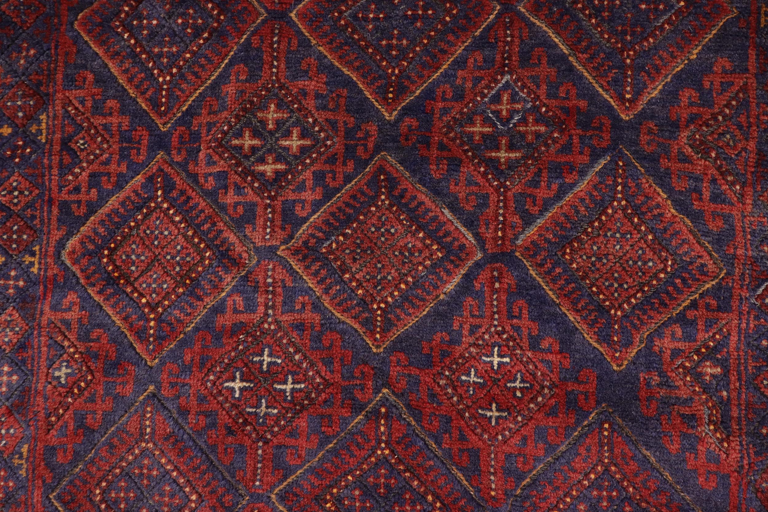 handmade Geometric Balouchi Red Blue Hand Knotted RECTANGLE 100% WOOL area rug 5x6