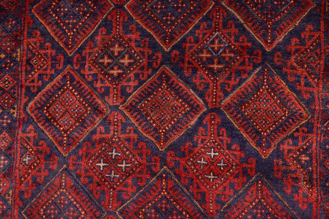 handmade Geometric Balouchi Red Blue Hand Knotted RECTANGLE 100% WOOL area rug 5x6