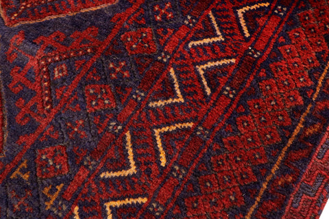 handmade Geometric Balouchi Red Blue Hand Knotted RECTANGLE 100% WOOL area rug 5x6