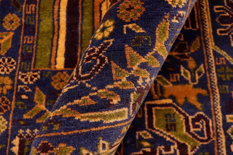 handmade Geometric Balouchi Blue Brown Hand Knotted RECTANGLE 100% WOOL area rug 4x7