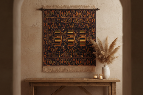 handmade Geometric Balouchi Blue Brown Hand Knotted RECTANGLE 100% WOOL area rug 4x7