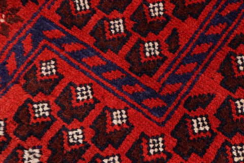 handmade Geometric Balouchi Red Blue Hand Knotted RECTANGLE 100% WOOL area rug 3x5