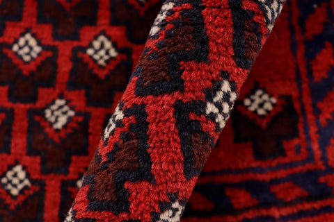 handmade Geometric Balouchi Red Blue Hand Knotted RECTANGLE 100% WOOL area rug 3x5