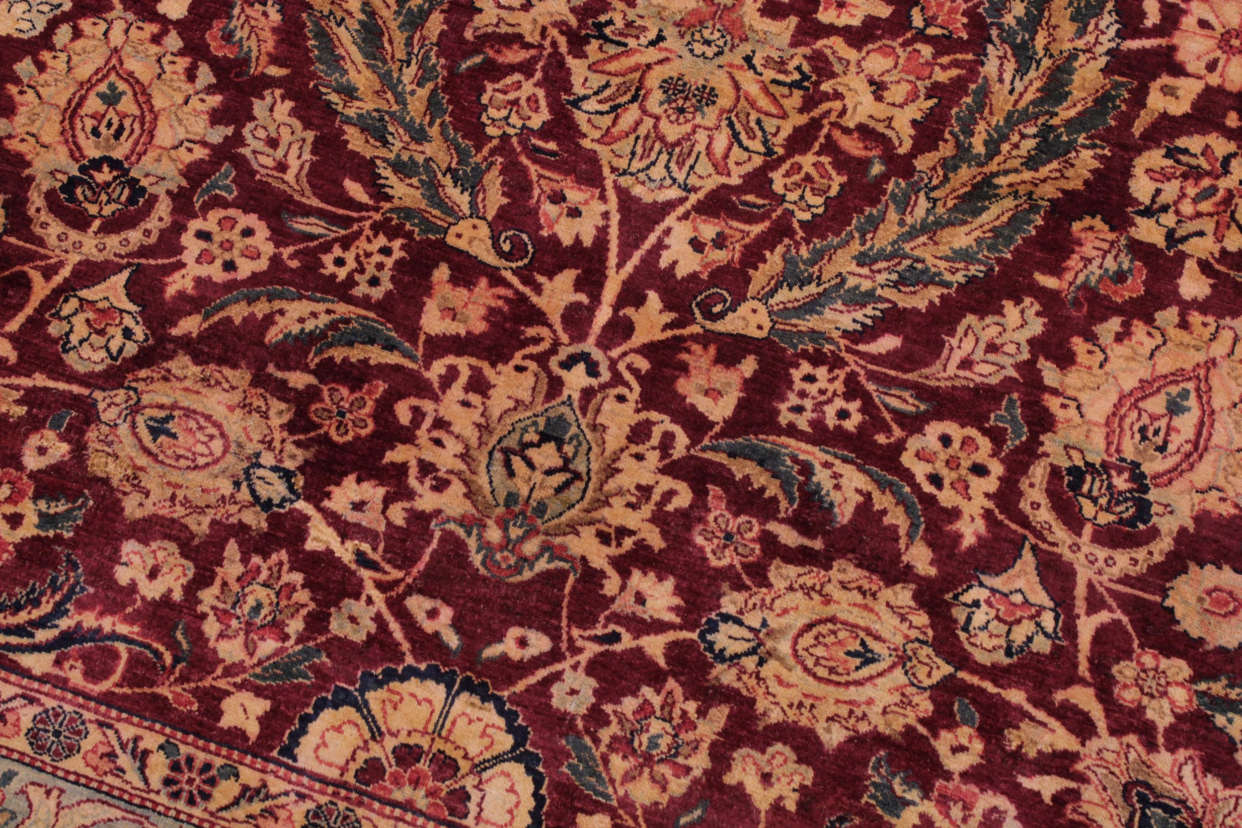 handmade Traditional Dabir Maroon Blue Hand Knotted RECTANGLE 100% WOOL area rug 9 x 12