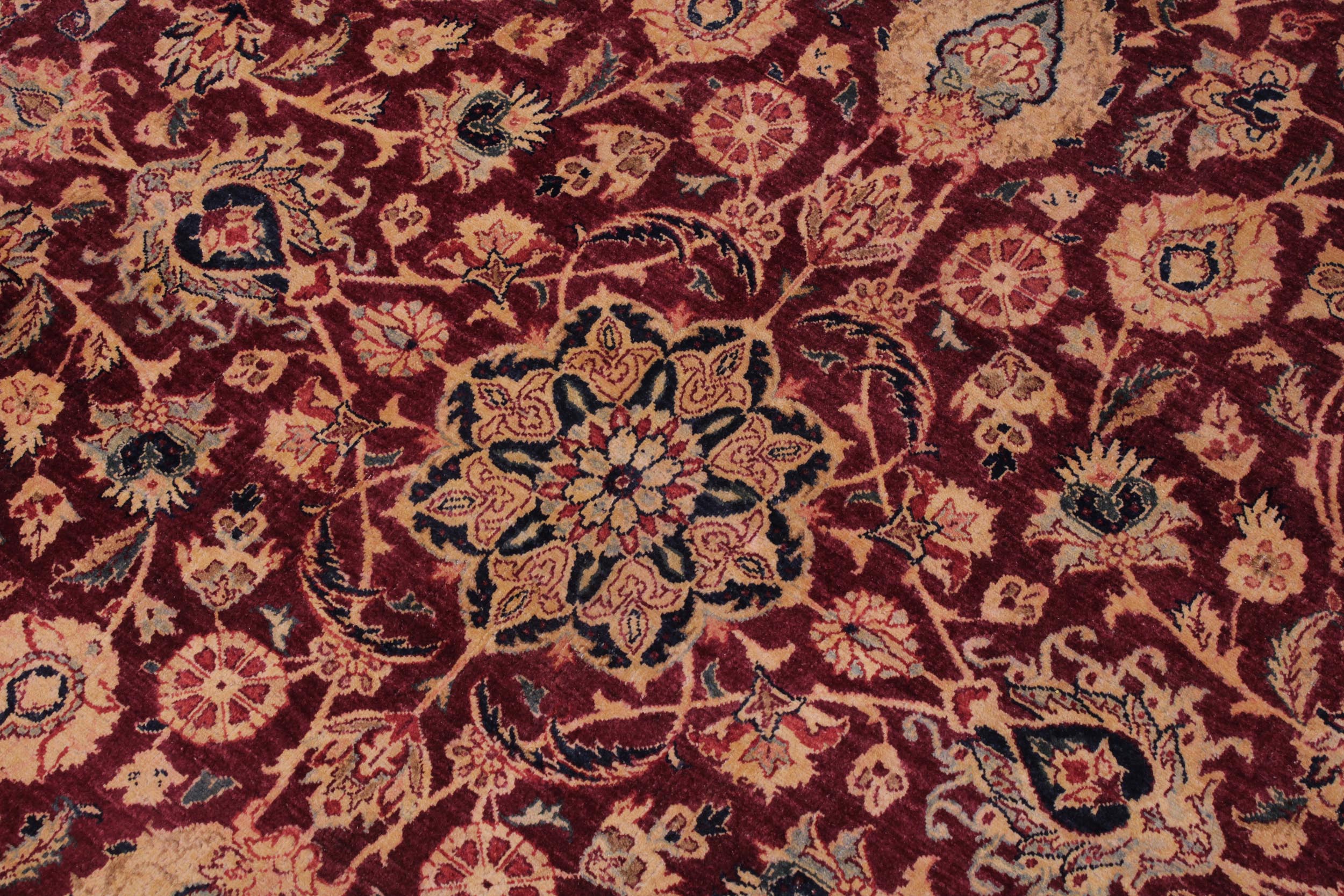 handmade Traditional Dabir Maroon Blue Hand Knotted RECTANGLE 100% WOOL area rug 9 x 12