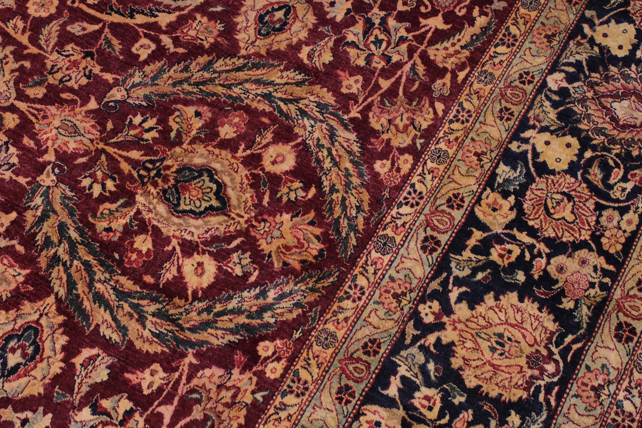 handmade Traditional Dabir Maroon Blue Hand Knotted RECTANGLE 100% WOOL area rug 9 x 12