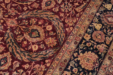 handmade Traditional Dabir Maroon Blue Hand Knotted RECTANGLE 100% WOOL area rug 9 x 12