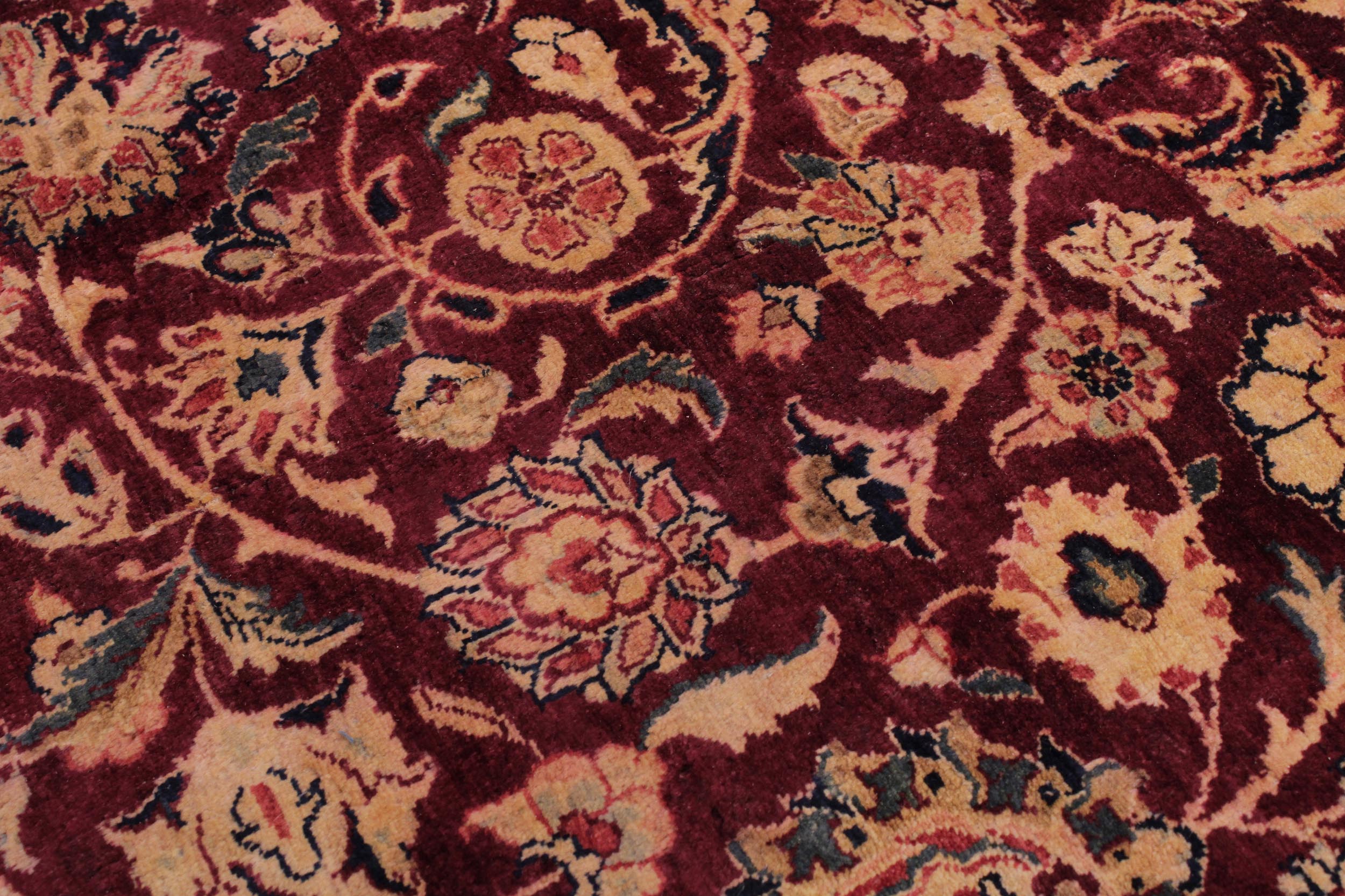 handmade Traditional Dabir Maroon Blue Hand Knotted RECTANGLE 100% WOOL area rug 9 x 12