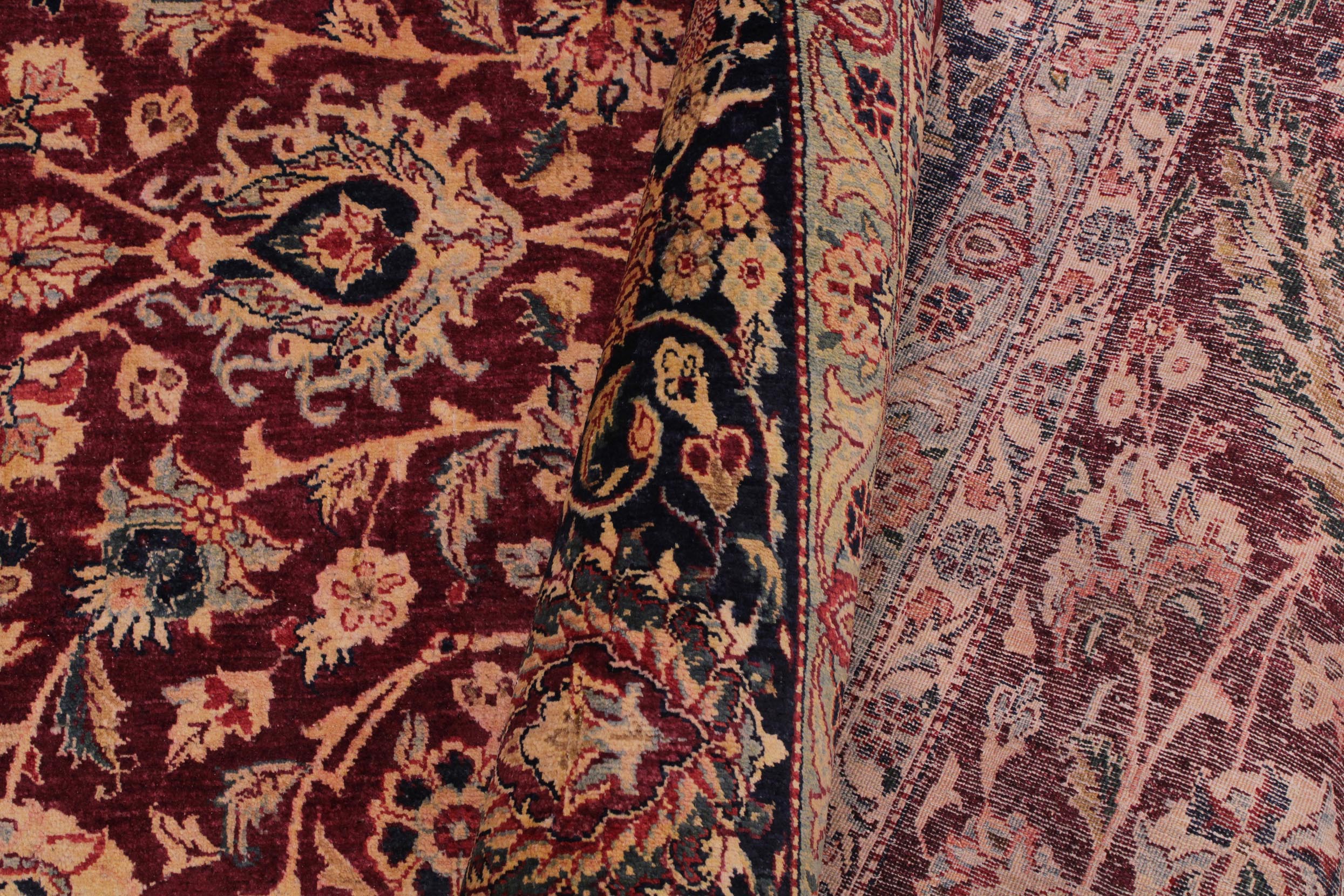 handmade Traditional Dabir Maroon Blue Hand Knotted RECTANGLE 100% WOOL area rug 9x12