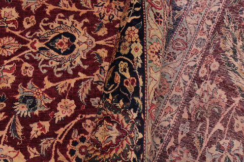 handmade Traditional Dabir Maroon Blue Hand Knotted RECTANGLE 100% WOOL area rug 9 x 12