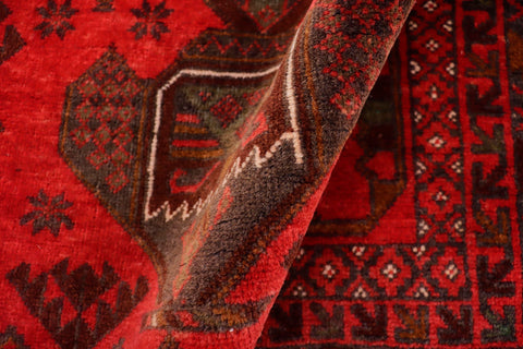 handmade Geometric Balouchi Red Blue Hand Knotted RECTANGLE 100% WOOL area rug 3x6