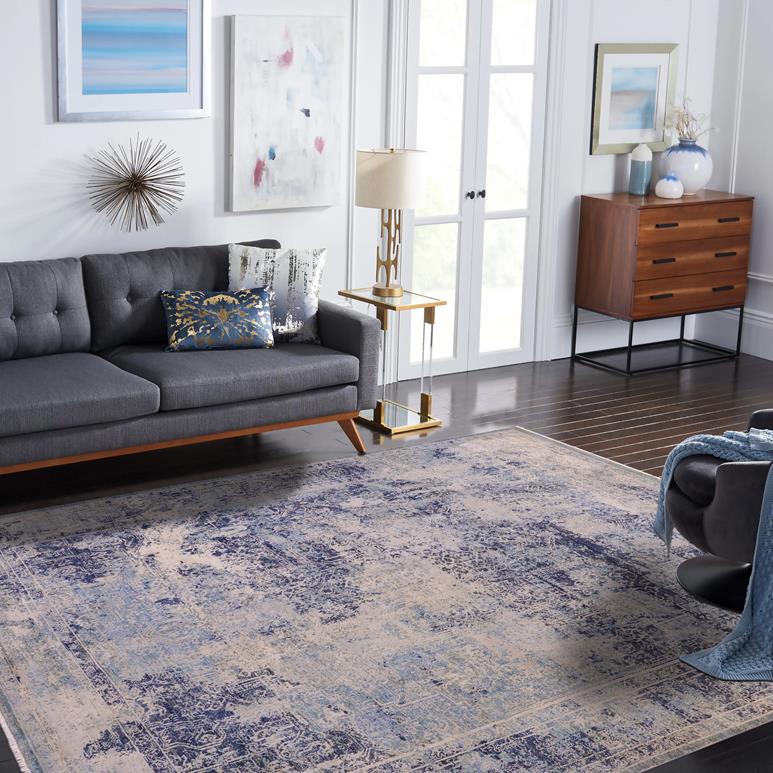 handmade Modern Modern Blue Gray Hand Knotted RECTANGLE WOOL&SILK area rug 8X10