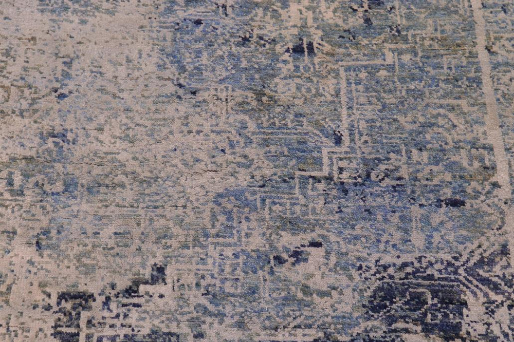 handmade Modern Modern Blue Gray Hand Knotted RECTANGLE WOOL&SILK area rug 8X10