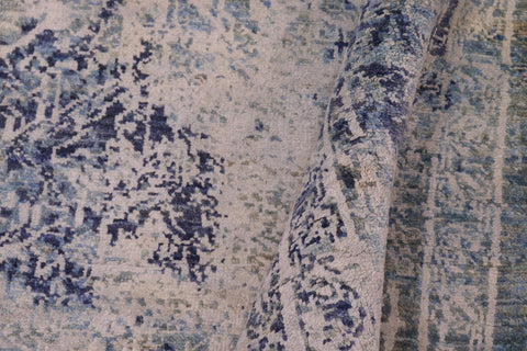 handmade Modern Modern Blue Gray Hand Knotted RECTANGLE WOOL&SILK area rug 8' x 10'