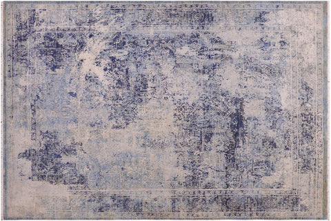 handmade Modern Modern Blue Gray Hand Knotted RECTANGLE WOOL&SILK area rug 8' x 10'