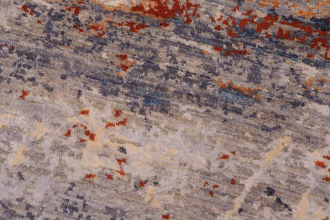 handmade Modern Modern Blue Rust Hand Knotted RECTANGLE WOOL&SILK area rug 10' x 14'