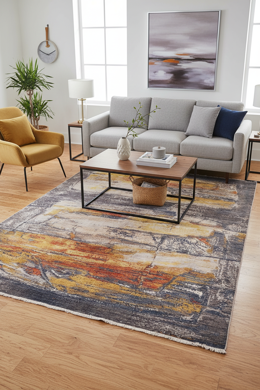 Modern Ziegler Damari Blue/Rust Wool&Silk Rug - 8'1''X10'2''