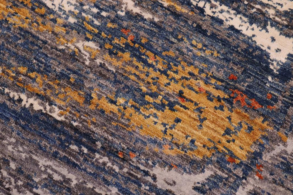 handmade Modern Modern Blue Rust Hand Knotted RECTANGLE WOOL&SILK area rug 8X10