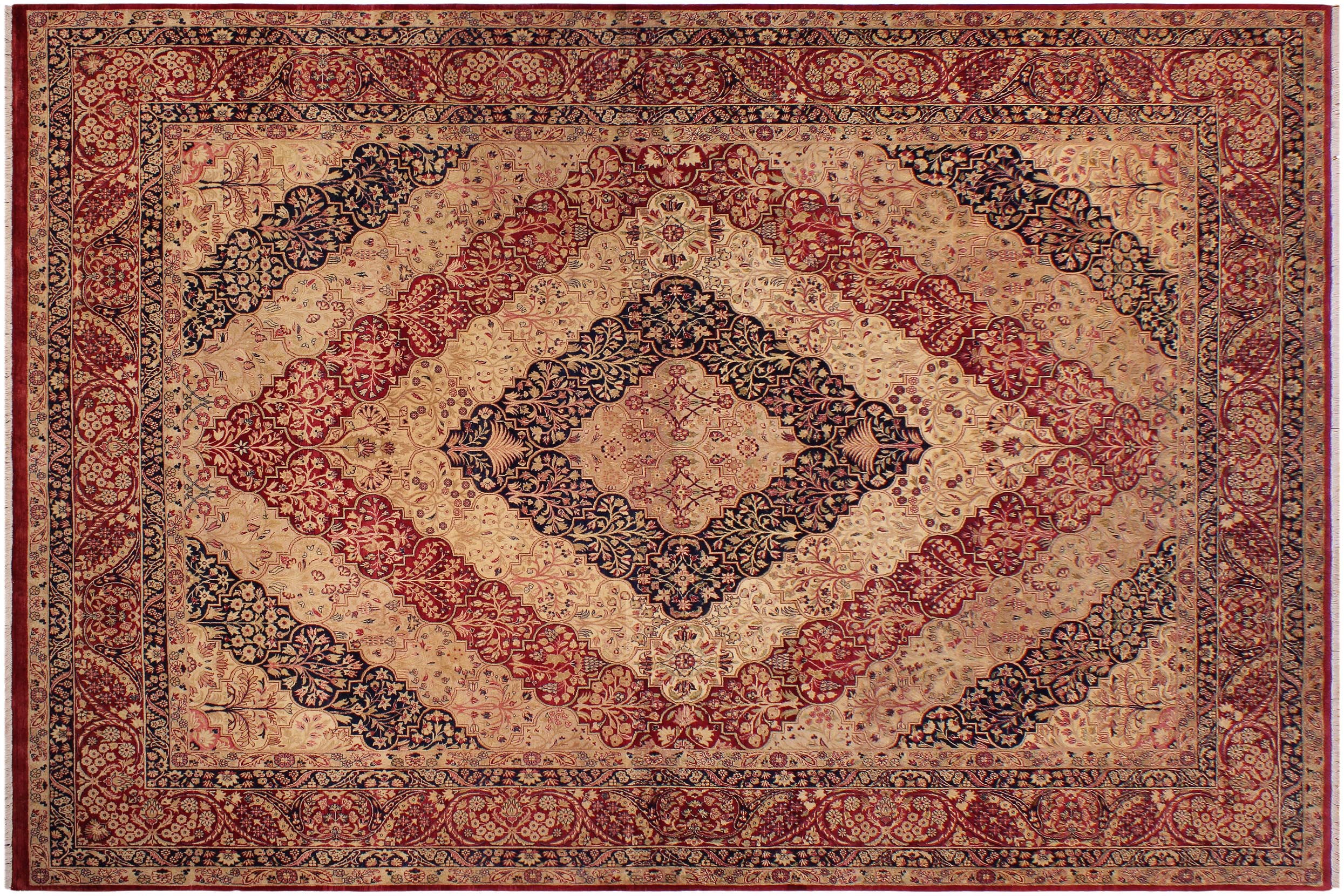 handmade Traditional Compartment Red Red Hand Knotted RECTANGLE 100% WOOL area rug 9x12