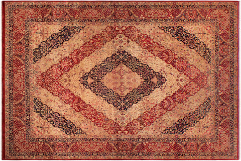 handmade Traditional Compartment Red Red Hand Knotted RECTANGLE 100% WOOL area rug 9x12