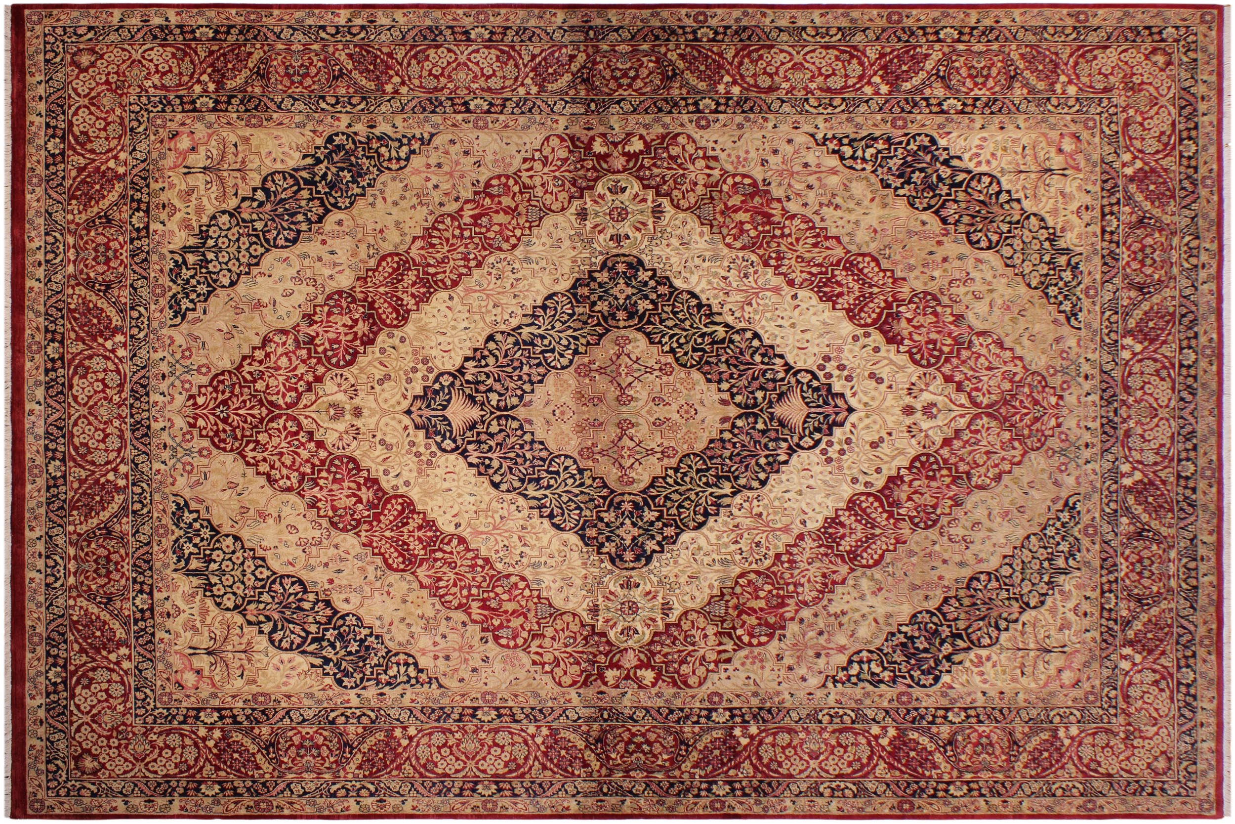handmade Traditional Compartment Red Red Hand Knotted RECTANGLE 100% WOOL area rug 9 x 12