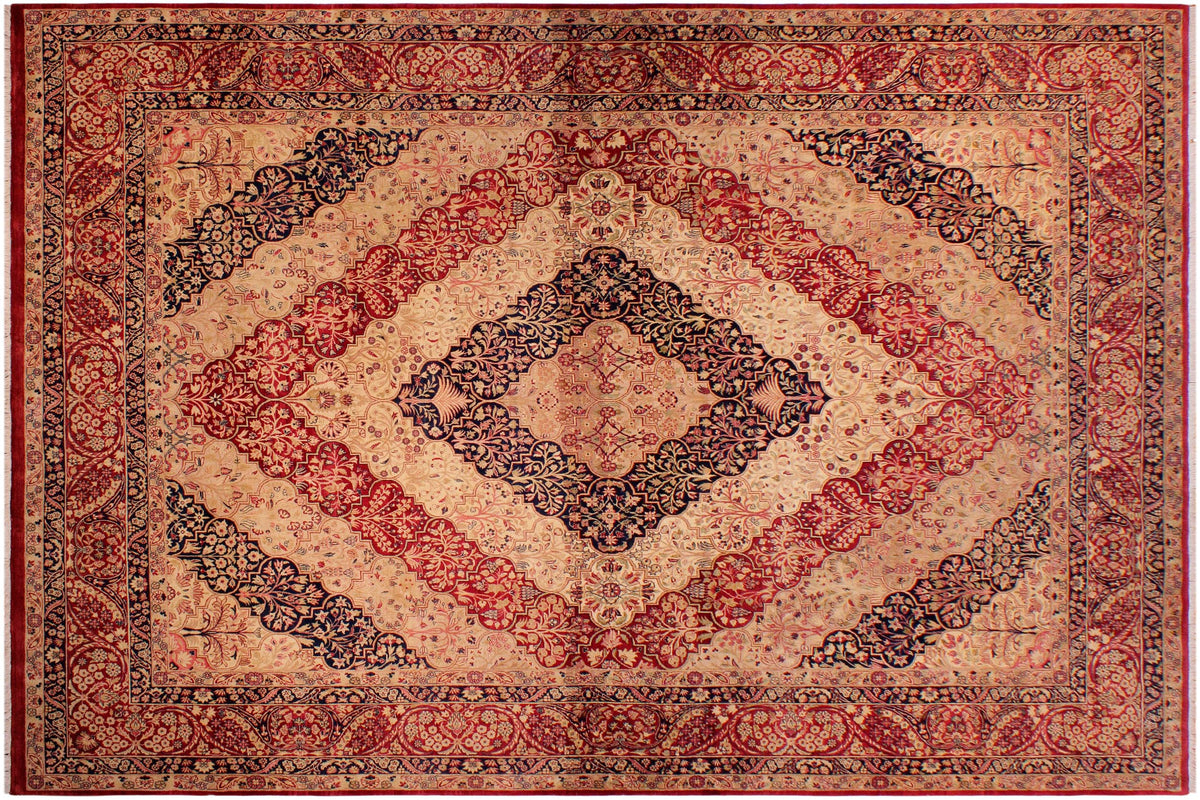 handmade Traditional Compartment Red Red Hand Knotted RECTANGLE 100% WOOL area rug 9 x 12