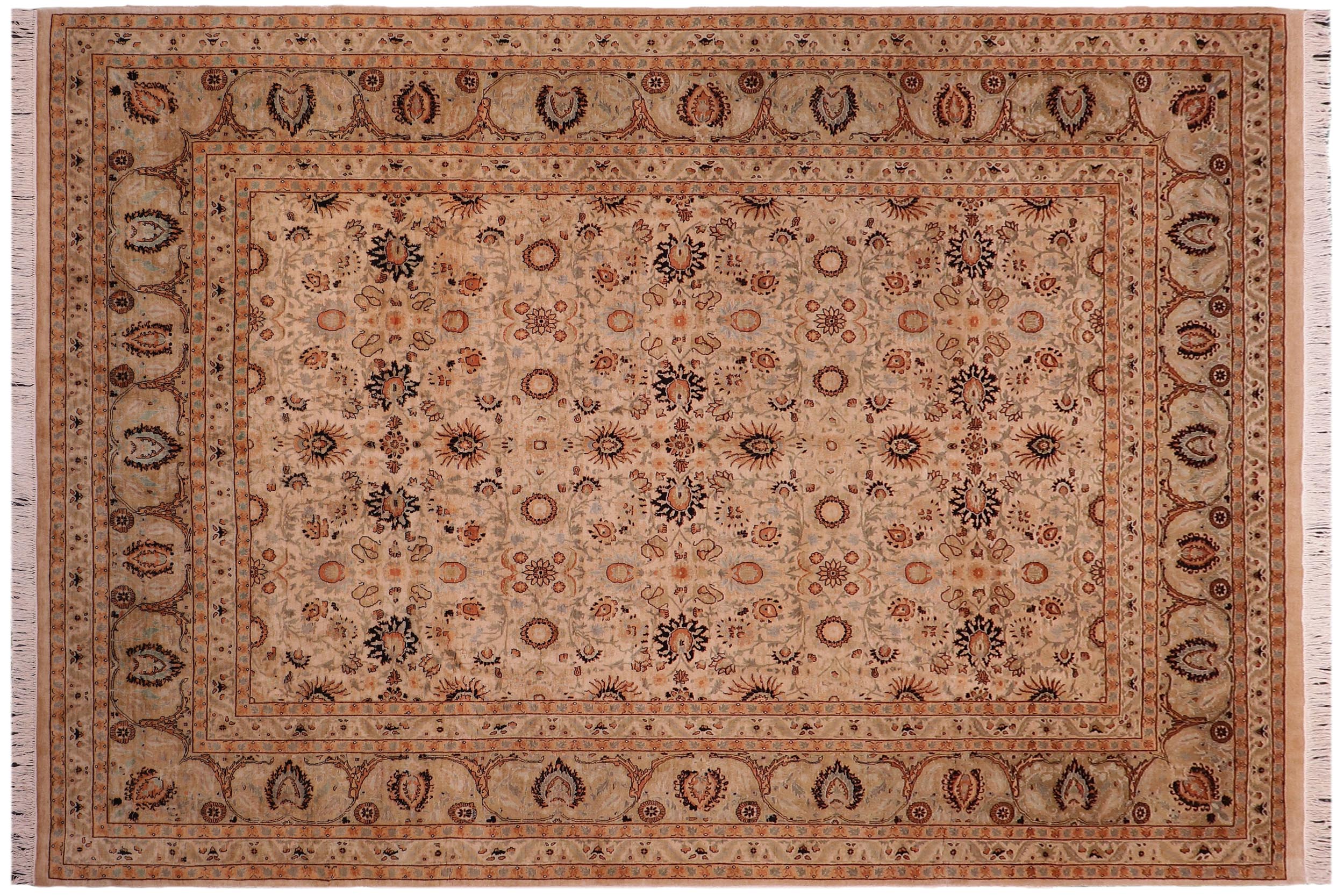 handmade Traditional New Asif Tan Lt. Gold Hand Knotted RECTANGLE 100% WOOL area rug 9x12