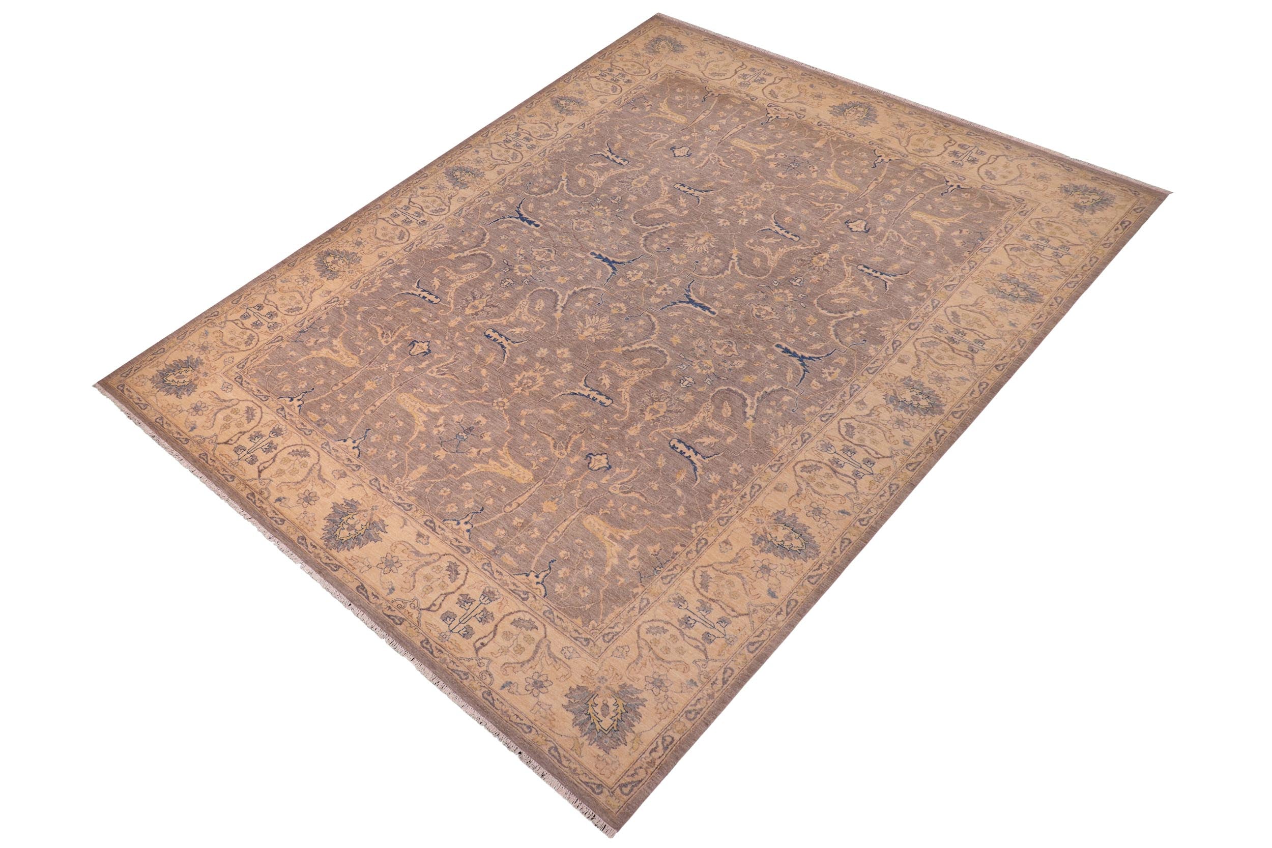 handmade Transitional Kazak Gray Beige Hand Knotted RECTANGLE 100% WOOL area rug 10' x 14'
