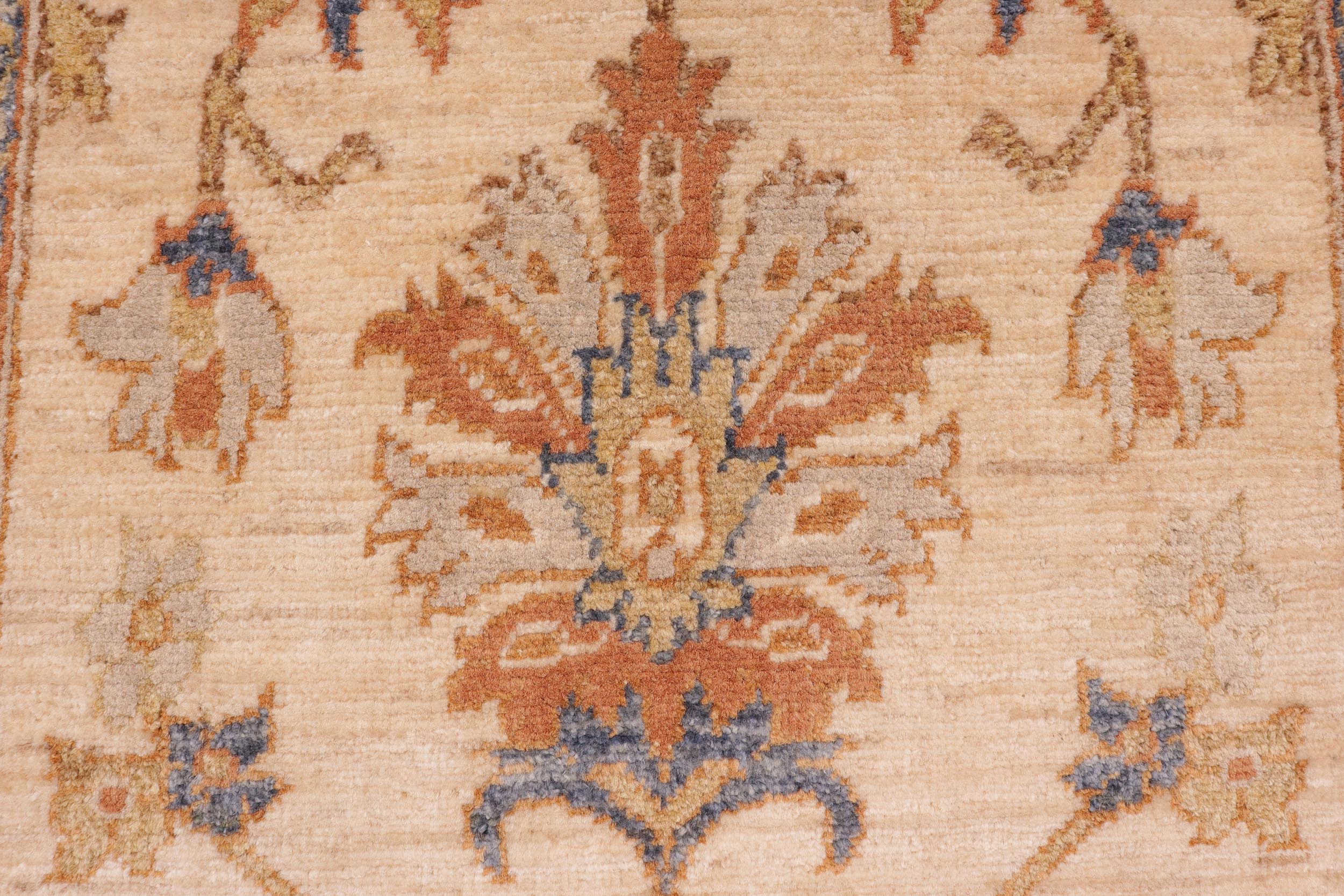 handmade Traditional Kafkaz Tan Rust Hand Knotted RUNNER 100% WOOL area rug 3' x 5'