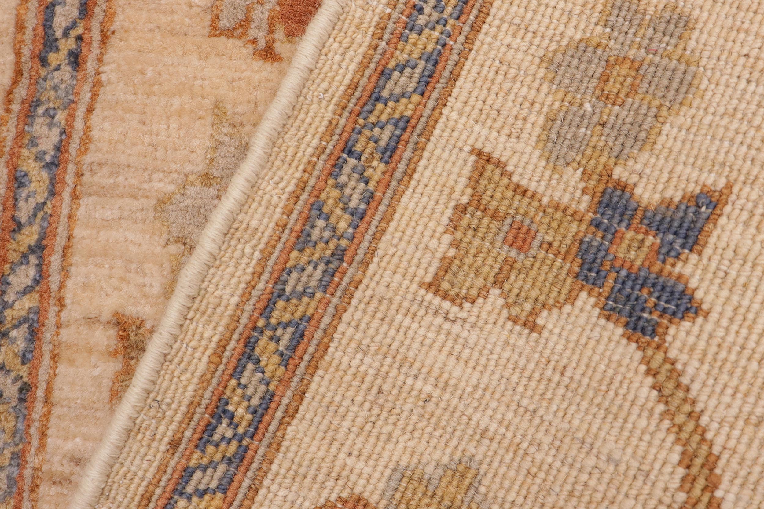 handmade Traditional Kafkaz Tan Rust Hand Knotted RUNNER 100% WOOL area rug 3' x 5'