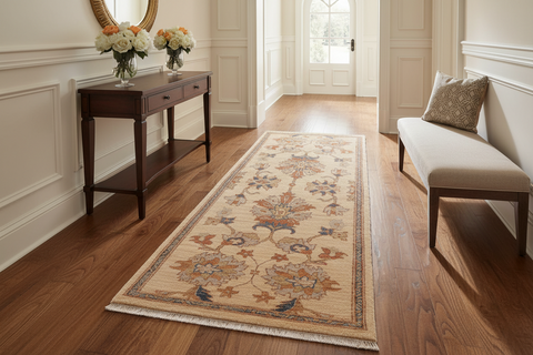 handmade Traditional Kafkaz Tan Rust Hand Knotted RUNNER 100% WOOL area rug 3' x 5'